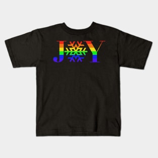 JOY - Rainbow Snowflake - on Black Kids T-Shirt